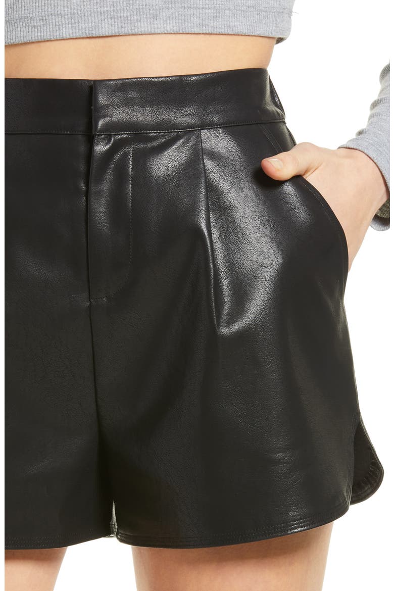 Faux Leather Shorts, Alternate, color, BLACK