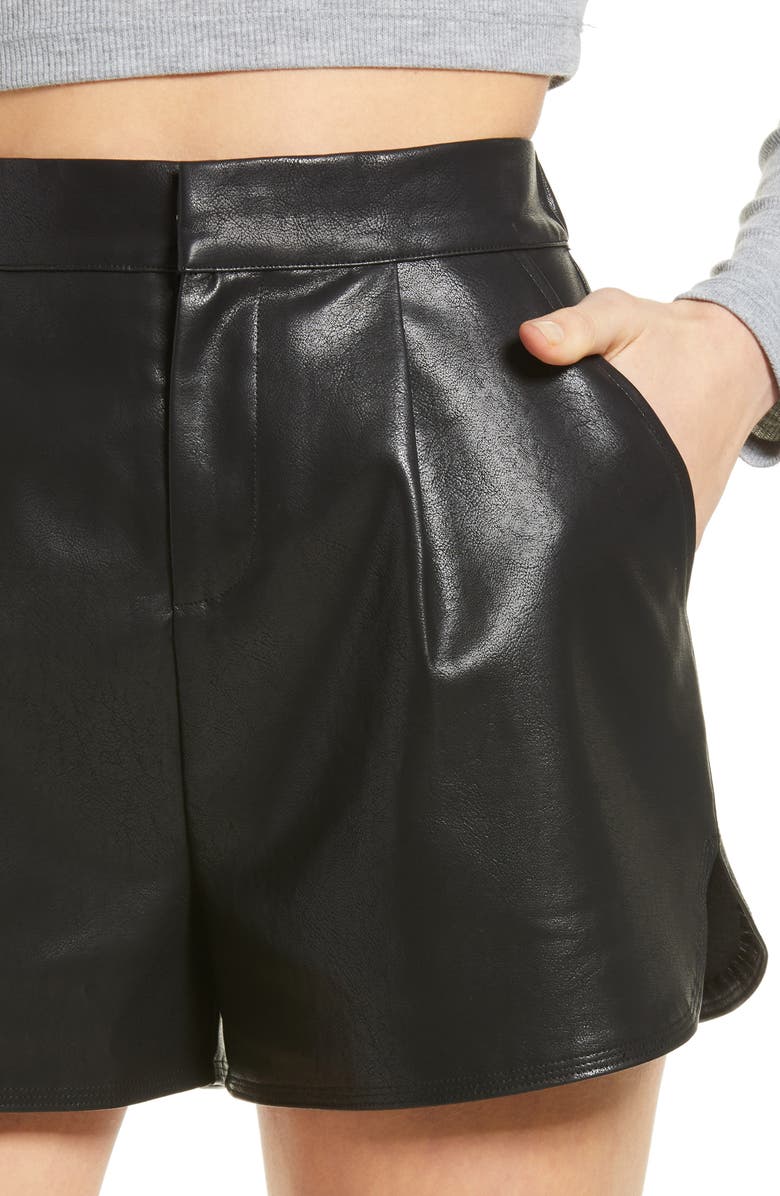 Grey Lab Faux Leather Shorts, Alternate, color, 