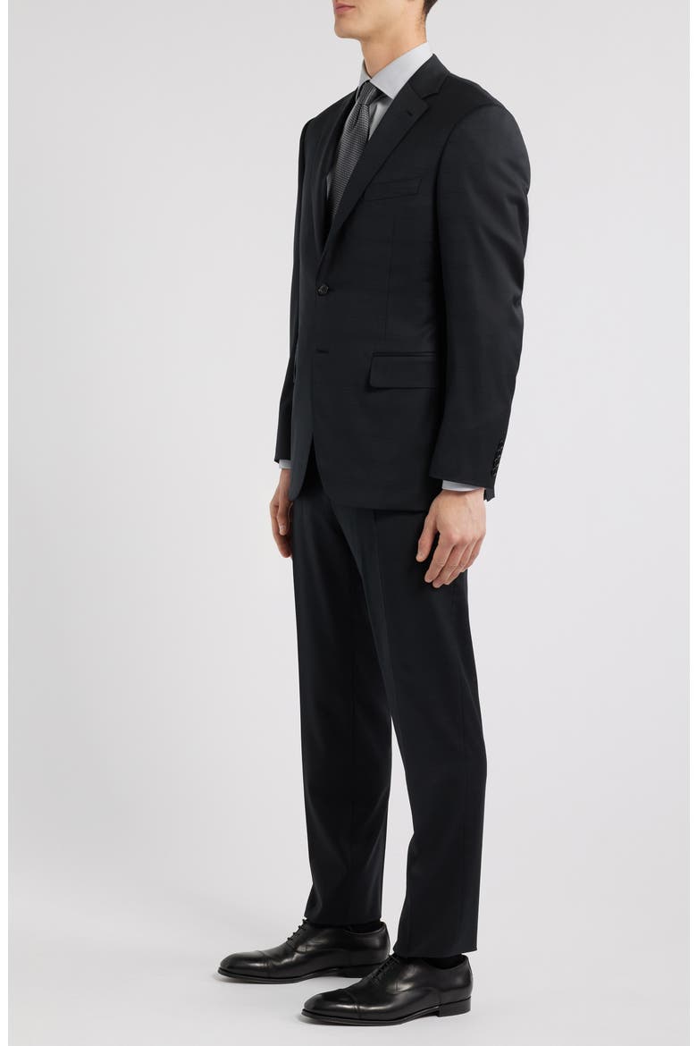Siena Regular Fit Black Check Wool Suit, Alternate, color, BLACK