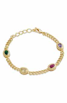 SAVVY CIE JEWELS 18K Gold Plate Cubic Zirconia Station Bracelet