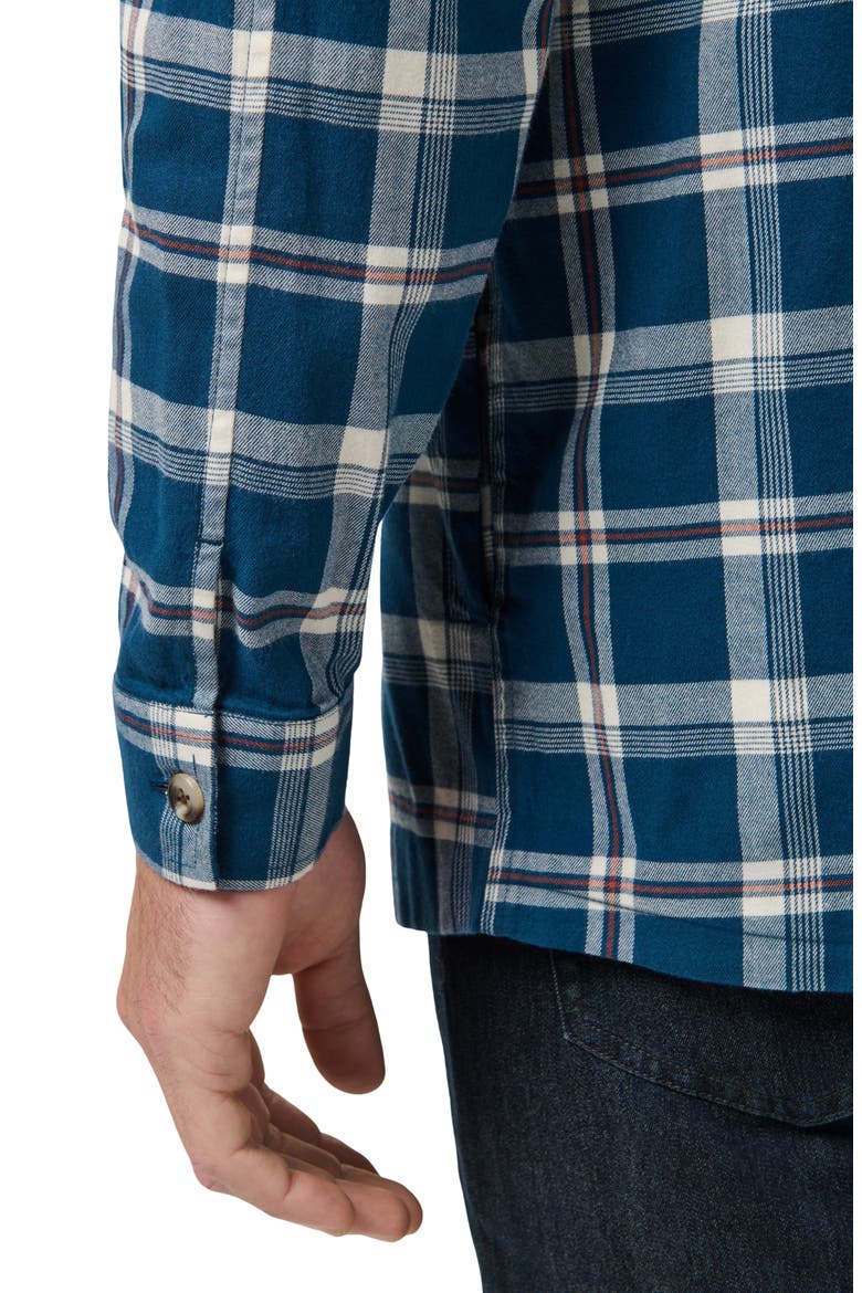 Cloud Plaid Flannel Hooded Button-Up Shirt, Alternate, color, TITAN