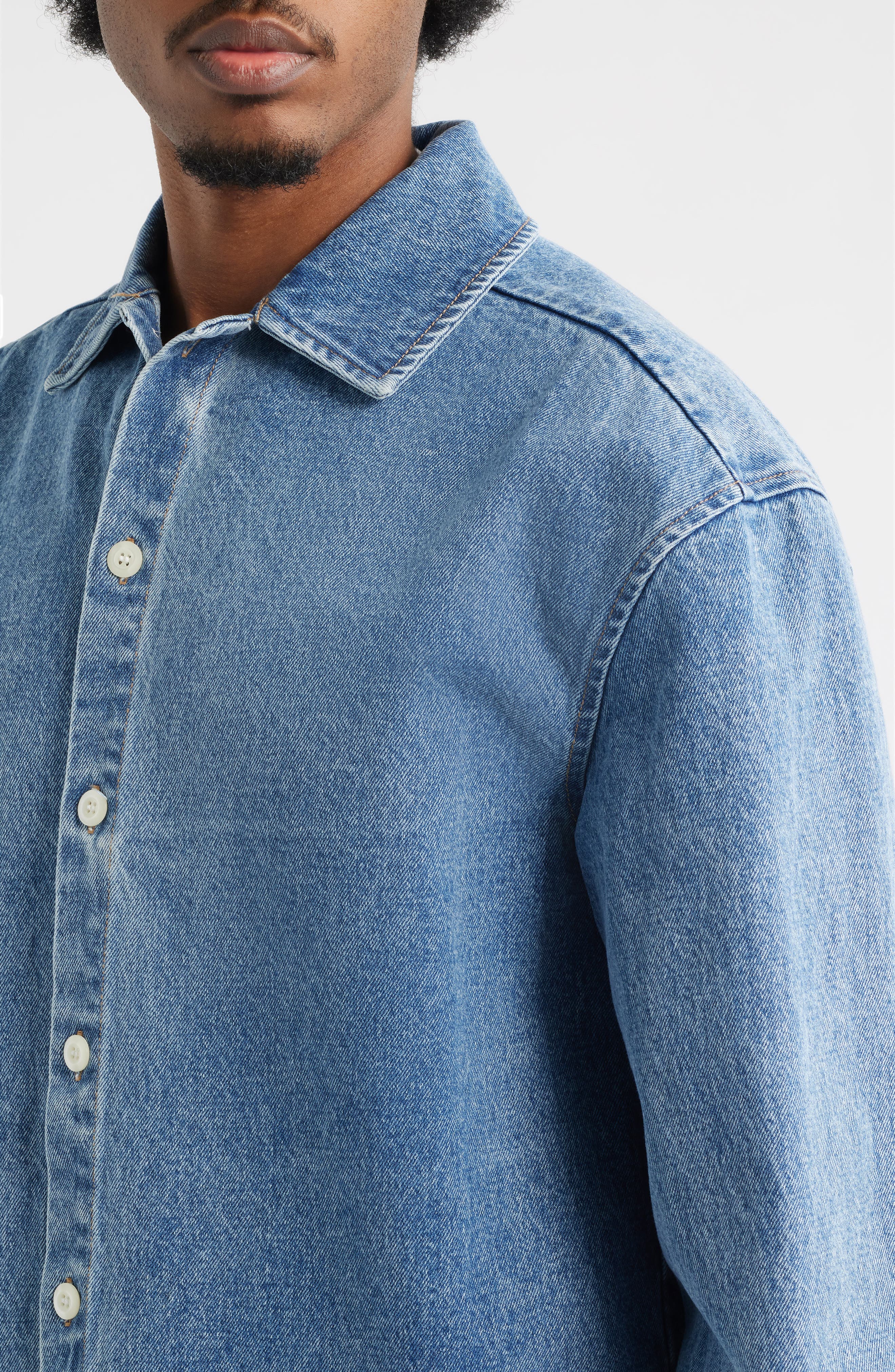 Oversize Cotton Denim Button-Up Shirt - image 2