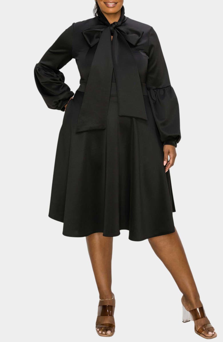 L I V D Bekah Long Sleeve Fit & Flare Dress, Alternate, color, Black
