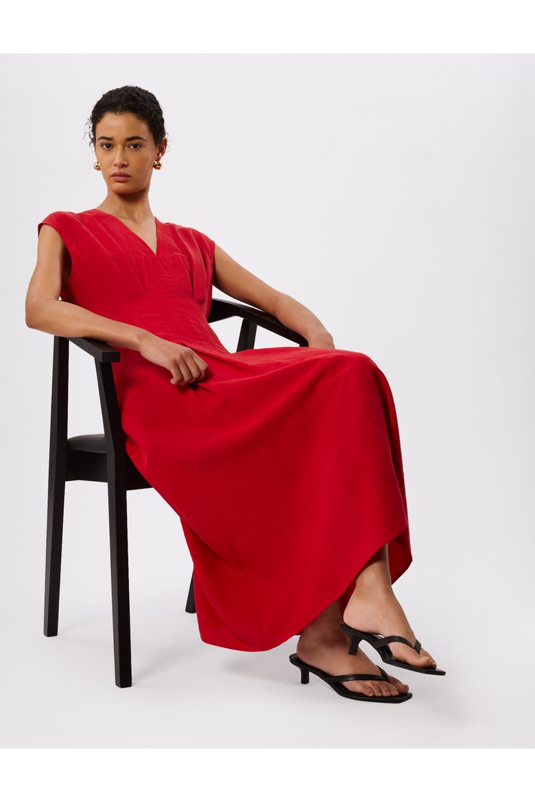 Panel Linen Blend Dress, Alternate, color, Red