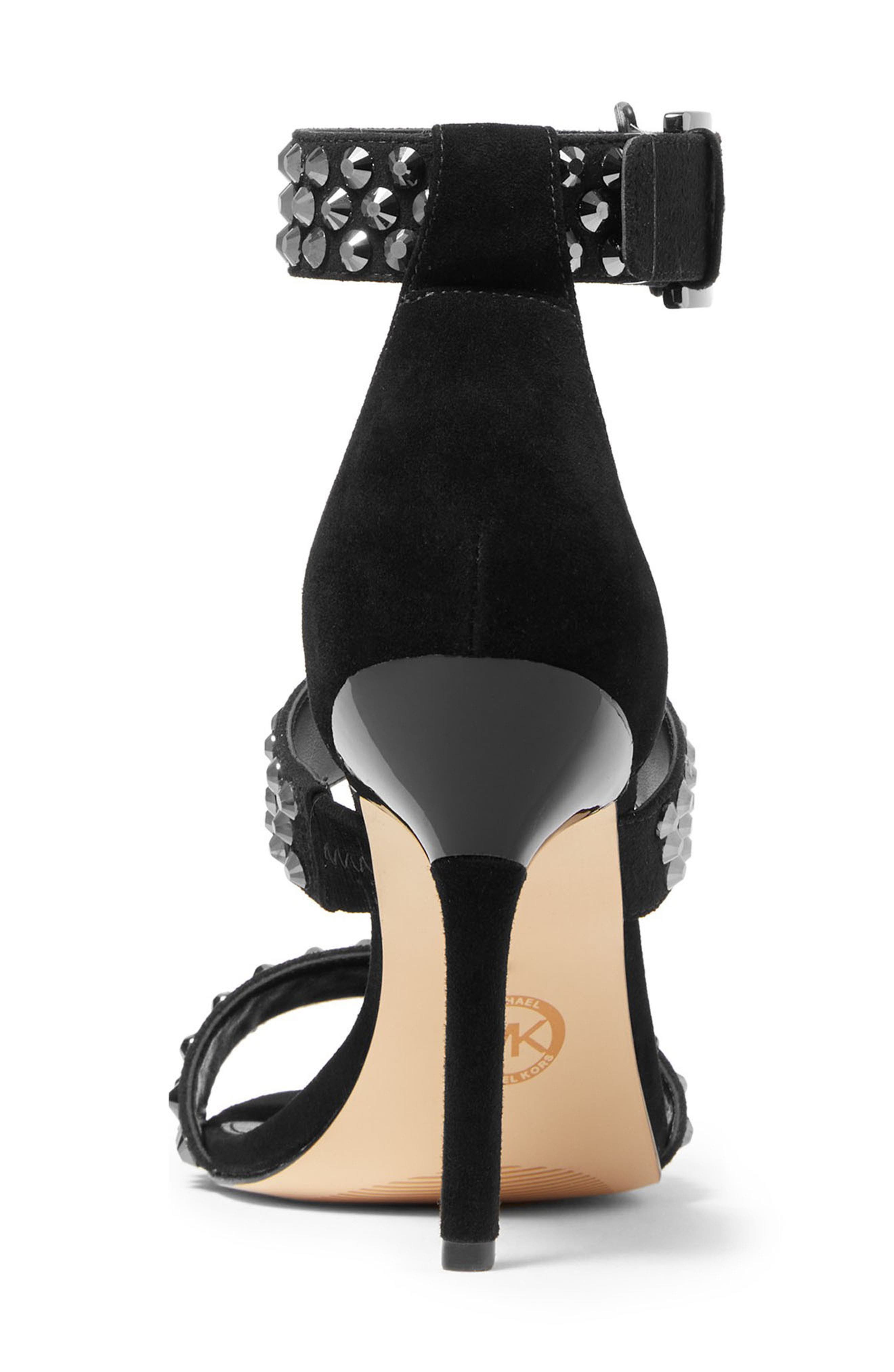 MICHAEL Michael Kors Amal Stud Ankle Strap Sandal, Alternate, color, Black/ Black