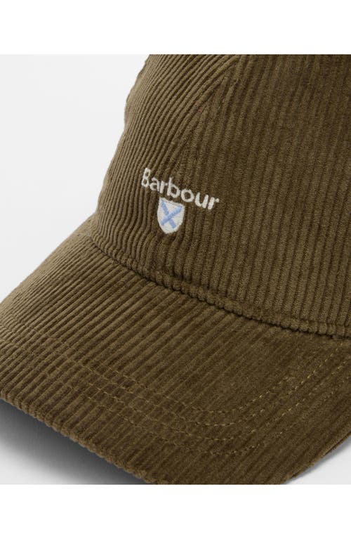 Barbour Preston Adjustable Corduroy Baseball Cap In Green