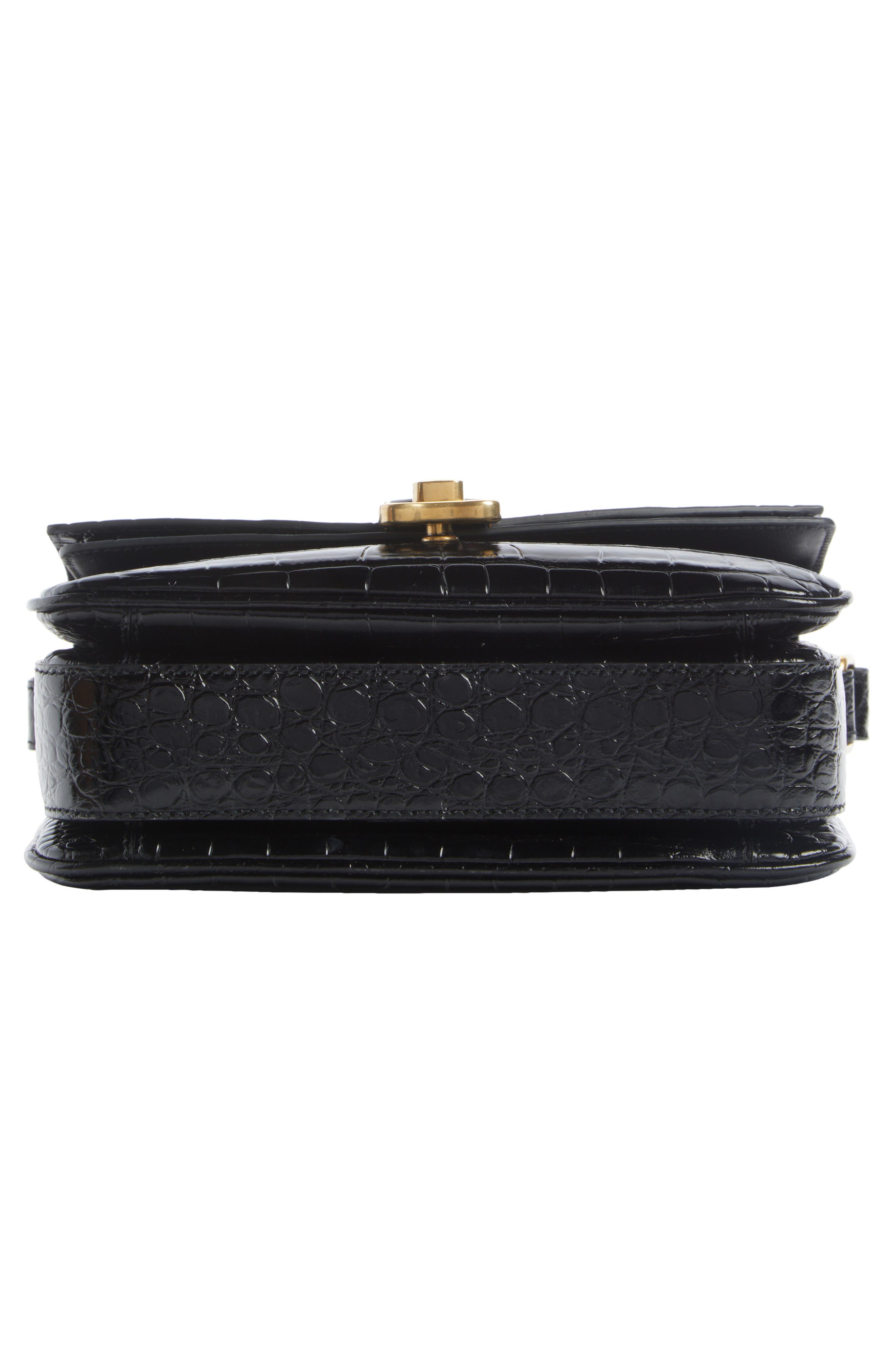 Balenciaga Small Croc Embossed Leather Shoulder Bag, Alternate, color, 