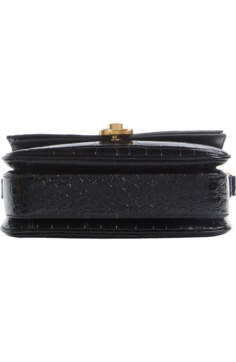 Balenciaga Small Croc Embossed Leather Shoulder Bag, Alternate, color,