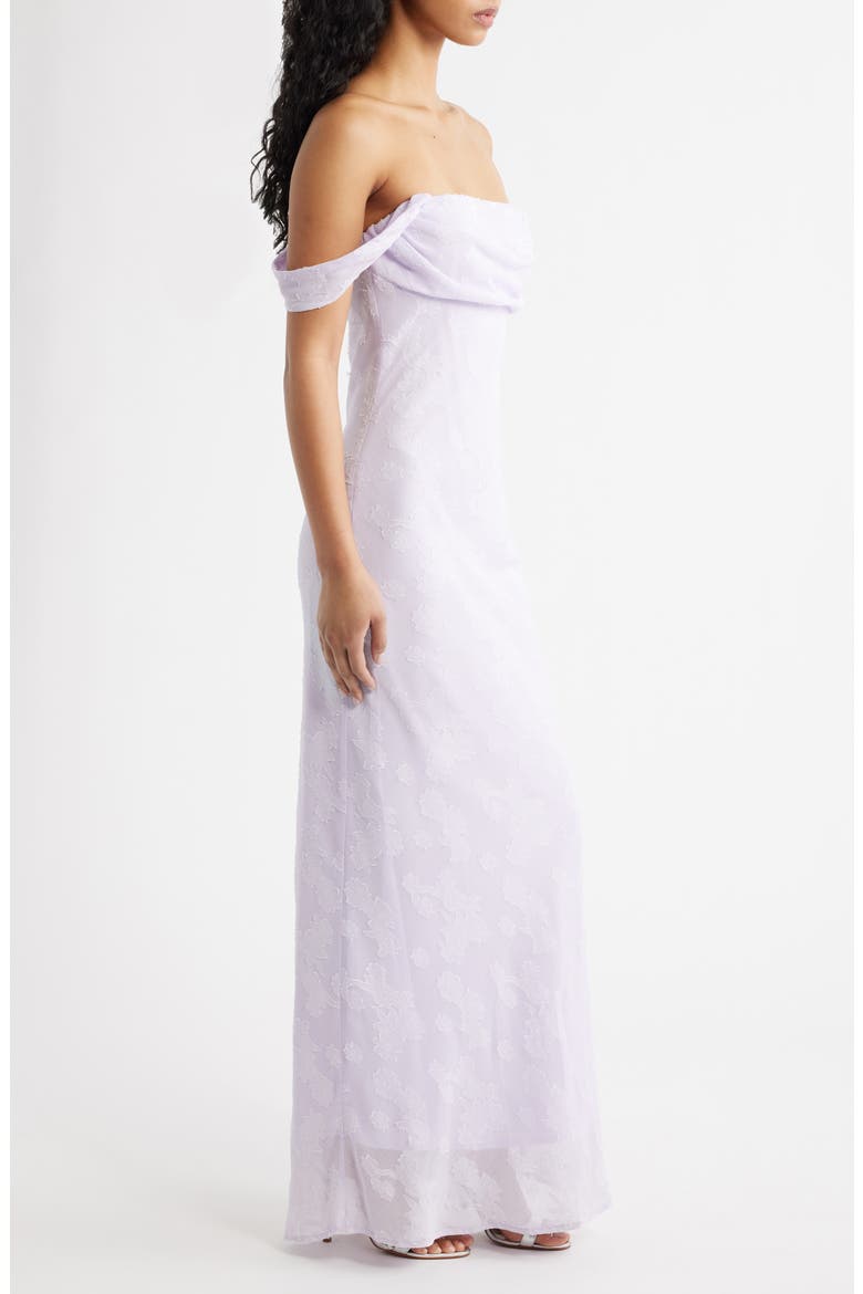 Azura Off The Shoulder Cocktail Maxi Dress, Alternate, color, LILAC