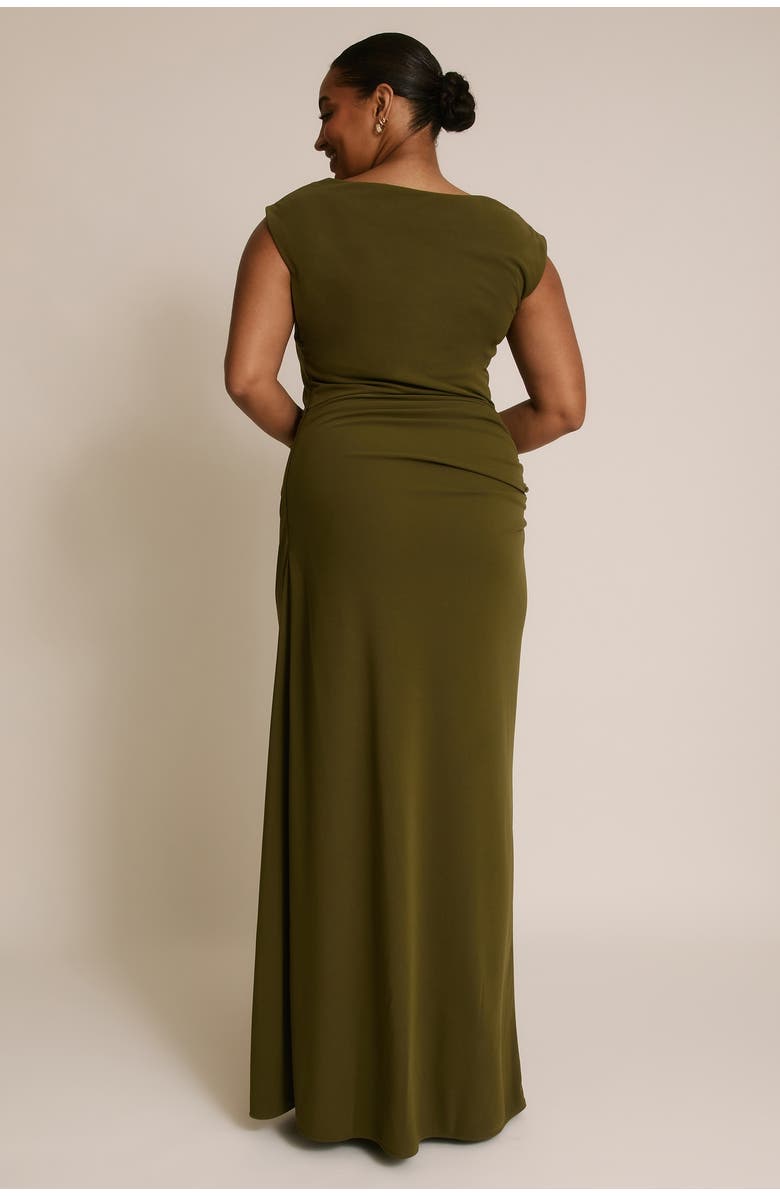 Six Stories Cowl Gathered Short Sleeve Bridesmaid, Alternate, color, Fern