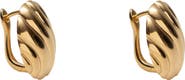 Argento Vivo Sterling Silver Wavy Rib Button Stud Earrings