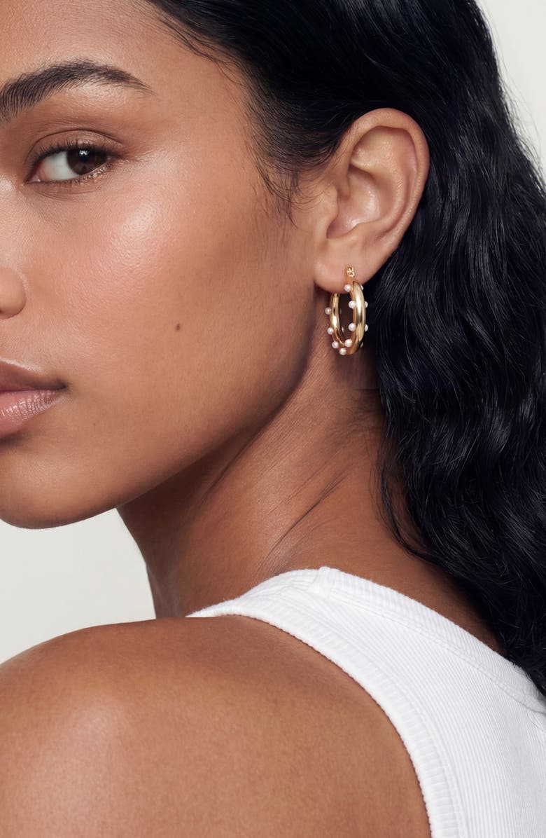 Ettika Triple Hoop Earrings Set, Alternate, color, Gold