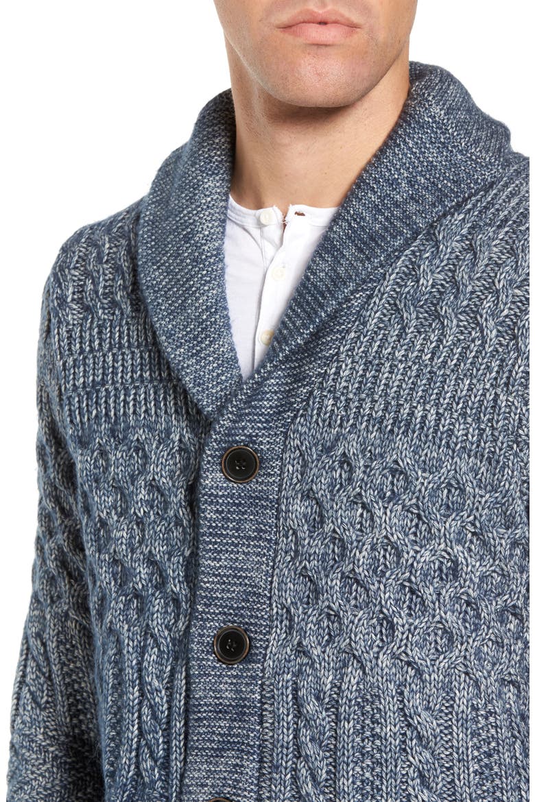 Cable Knit Cardigan, Alternate, color, BLUE