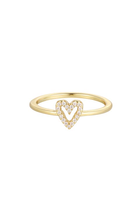 14k Gold Plated Cubic Zirconia Heart Outline Ring