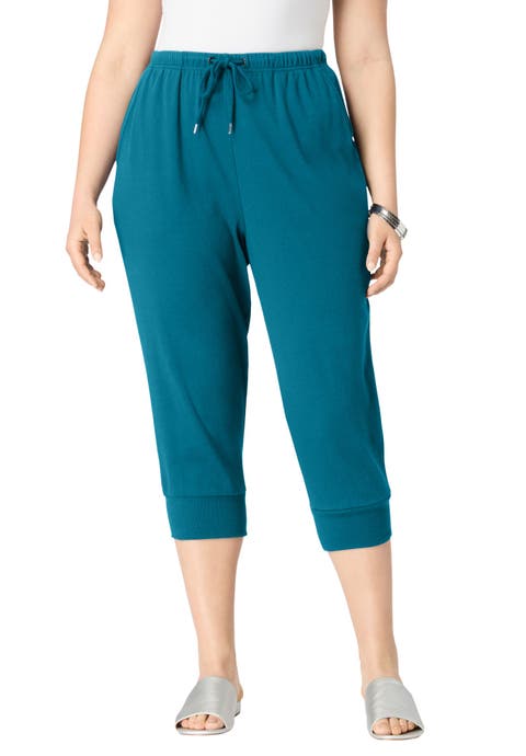 Plus Size Soft Knit Capri Pant With Drawstring Waist (Plus)