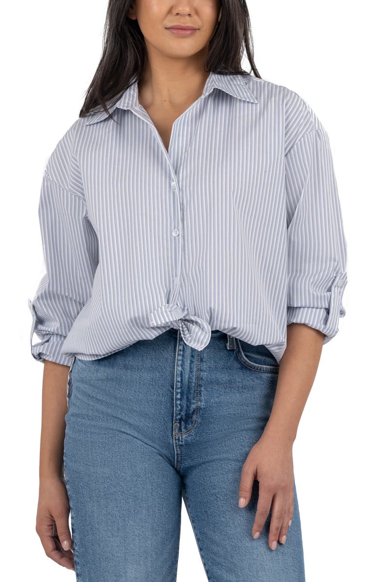 KUT from the Kloth Kaiya Boyfriend Shirt, Alternate, color, White/ Blue