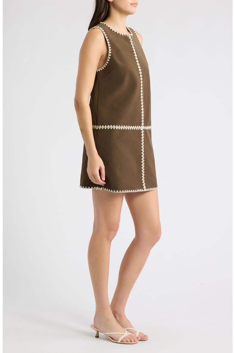 Haleigh Faux Leather Shift Minidress, Alternate, color, BROWN