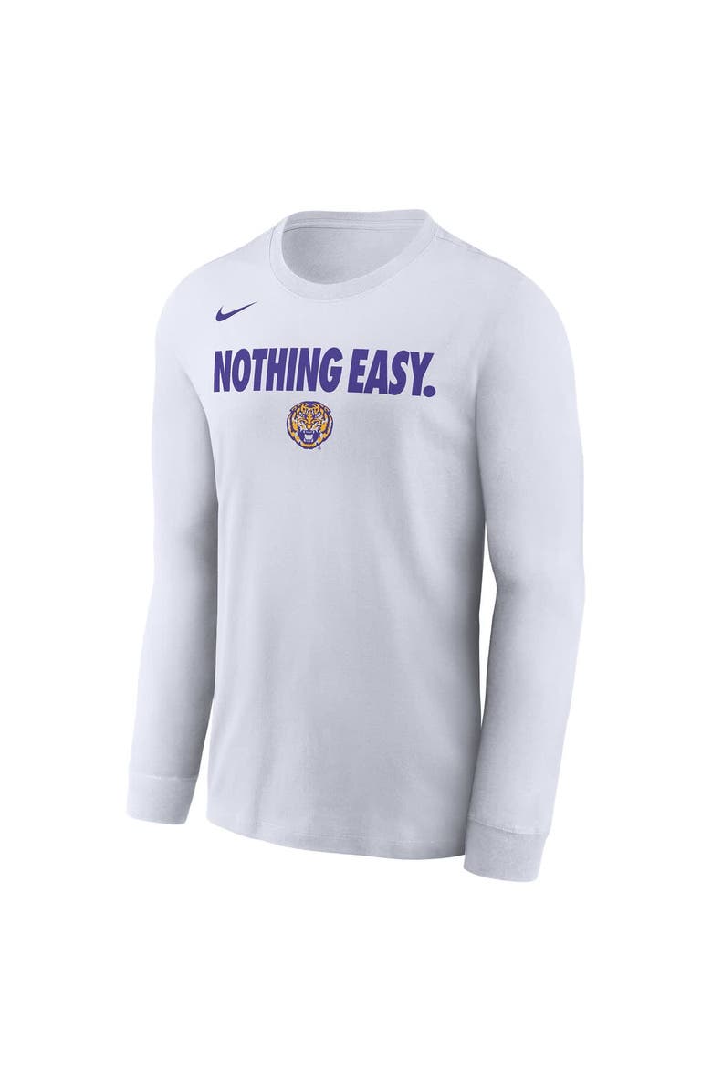Nike Men's Nike White LSU Tigers 2025 On-Court Bench Long Sleeve T-Shirt, Alternate, color, 