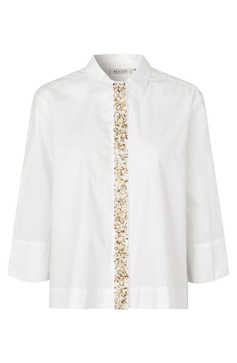Masai Copenhagen Maivesonna Embellished Poplin Shirt, Alternate, color, White