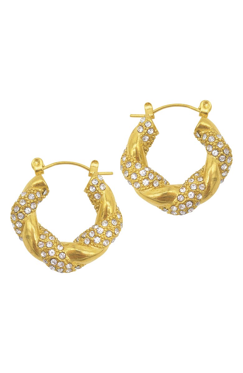 Adornia Twist Pavé Water Resistant Wide Hoop Earrings, Main, color, 