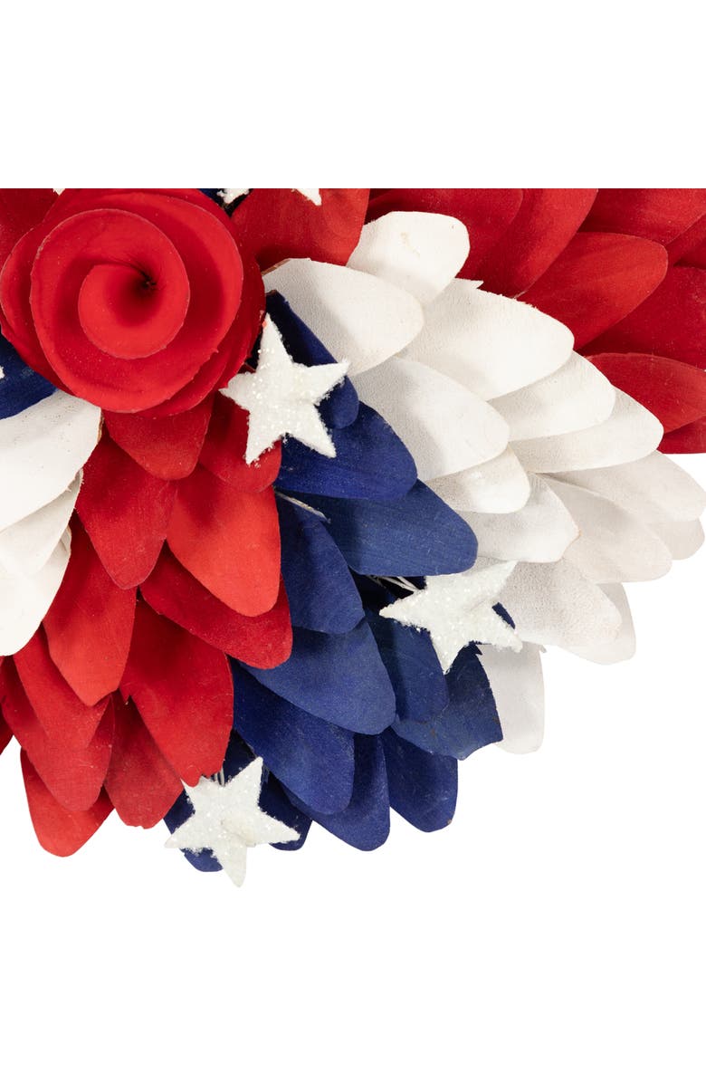 Northlight Americana Petals and Rose Artificial Wooden Floral Wreath - 12", Alternate, color, 