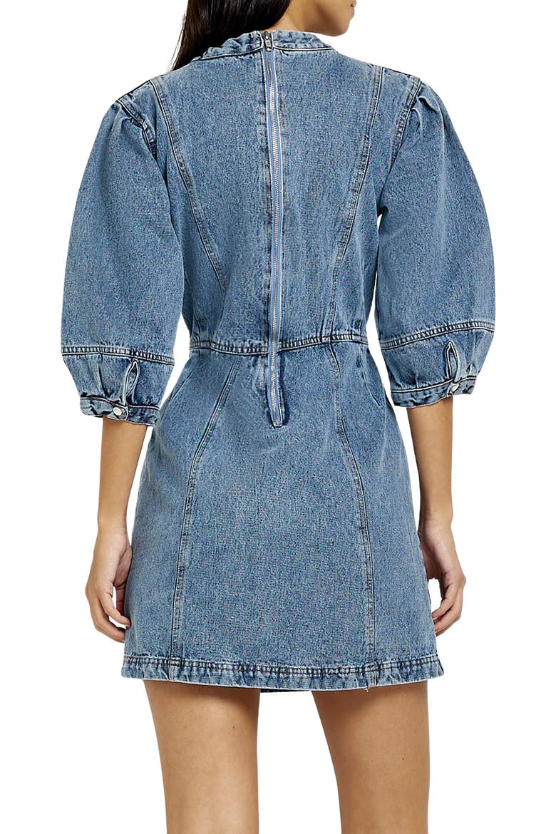Elbow Length Sleeve Denim Shift Dress, Alternate, color, DENIM