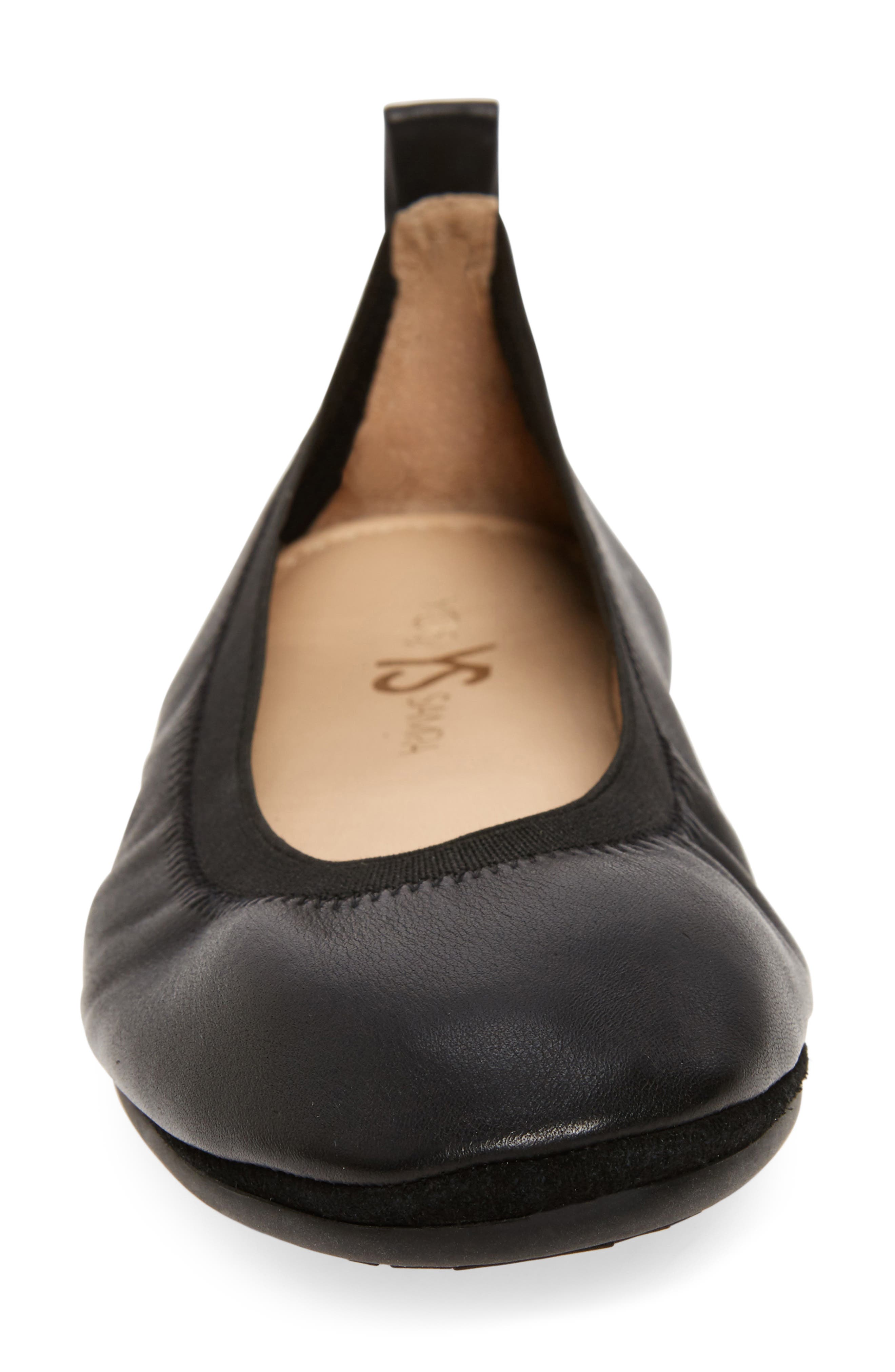 Samara Foldable Ballet Flat, Alternate, color, BLACK/ BLACK LEATHER