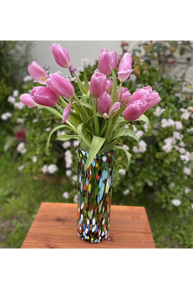 Hand Blown Glass Vase, Alternate, color, Confetti