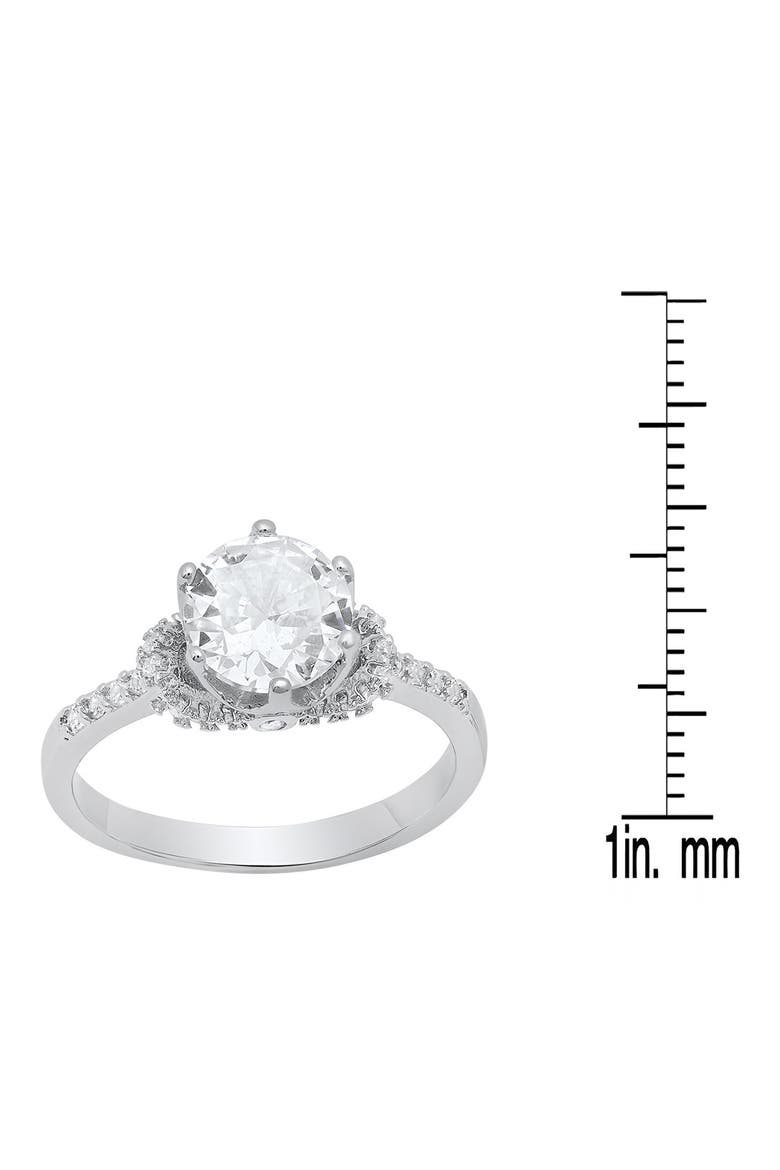 Round Cut Simulated Diamond Pavé Ring, Alternate, color, SILVER