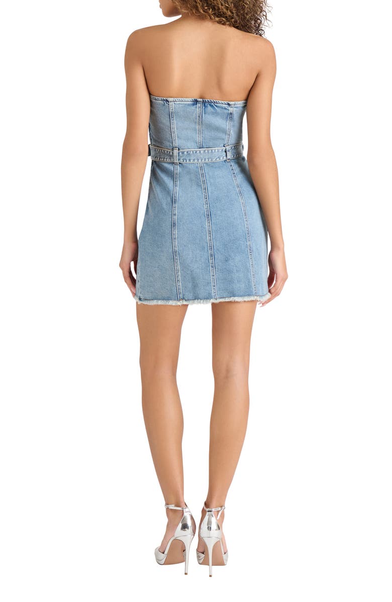 Steve Madden Matilda Belted Strapless Denim Minidress, Alternate, color, Blue Frosting