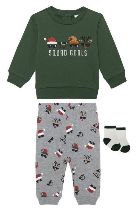 Squad Goals Sweatshirt, Leggings & Socks Set (Baby)