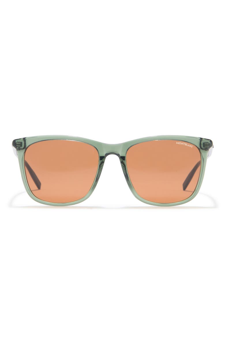 56mm Rectangle Sunglasses, Main, color, GREEN BLACK BROWN/ BRW