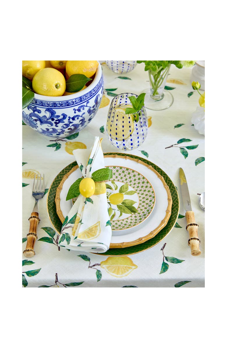 Solino Home Linen Dinner Napkins - Botanical Lemon, 20" x 20", Alternate, color, Botanical Lemon/Off White