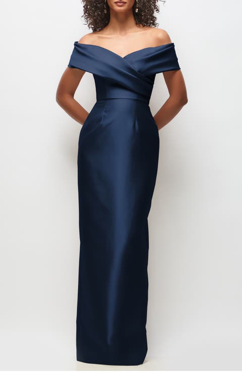 Constance Off the Shoulder Column Gown