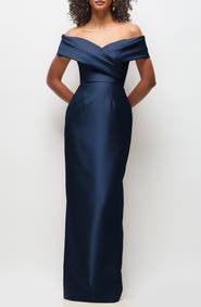 Alfred Sung Constance Off the Shoulder Column Gown
