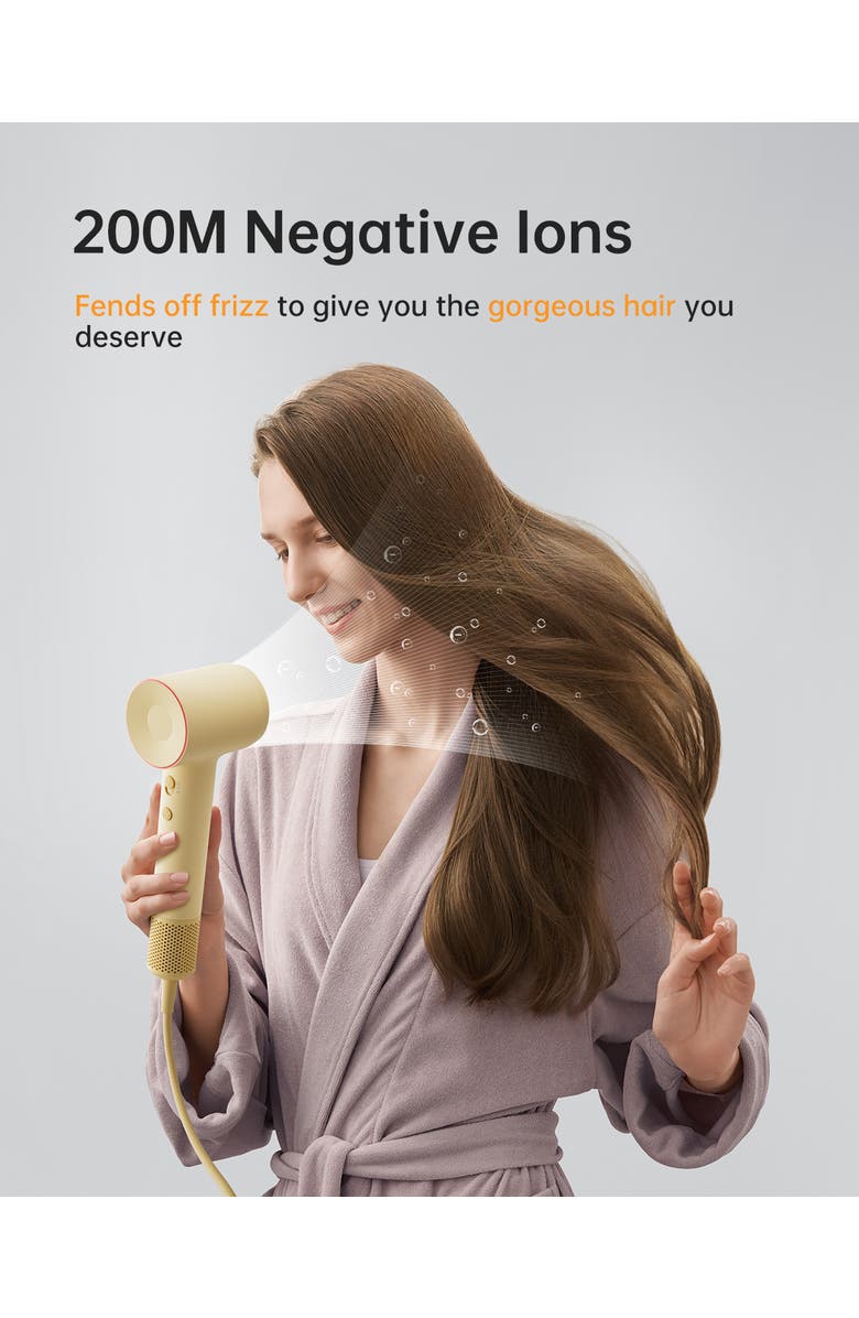 Laifen SE2 Swift Hair Dryer with 3 Nozzles, Alternate, color, Yellow