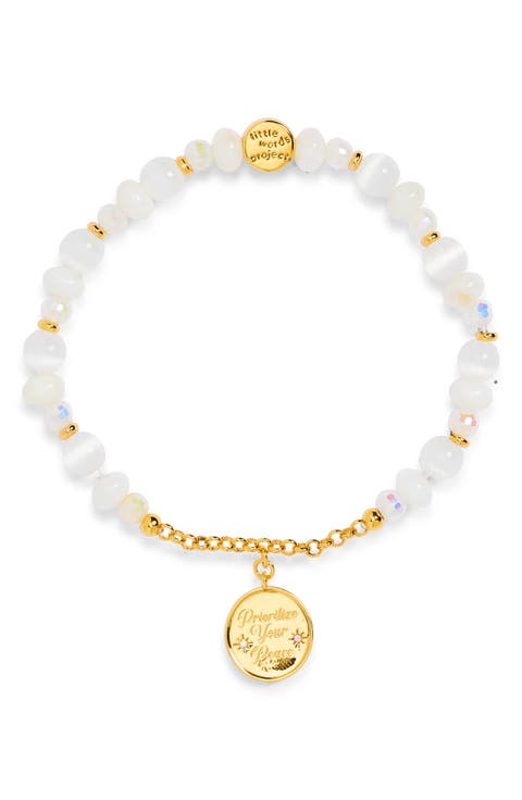 Prioritize Your Peace Beaded Stretch Charm Bracelet