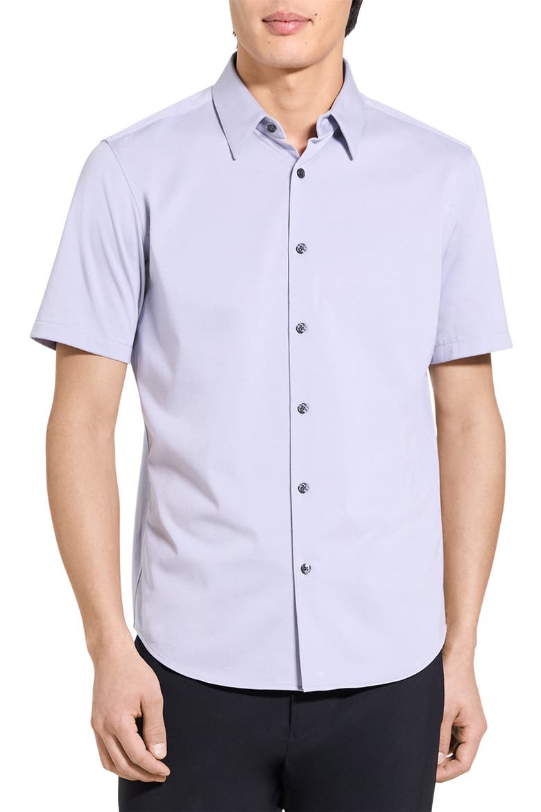 Irving Structure Knit Short Sleeve Button-Up Shirt, Main, color, GRAY LILAC