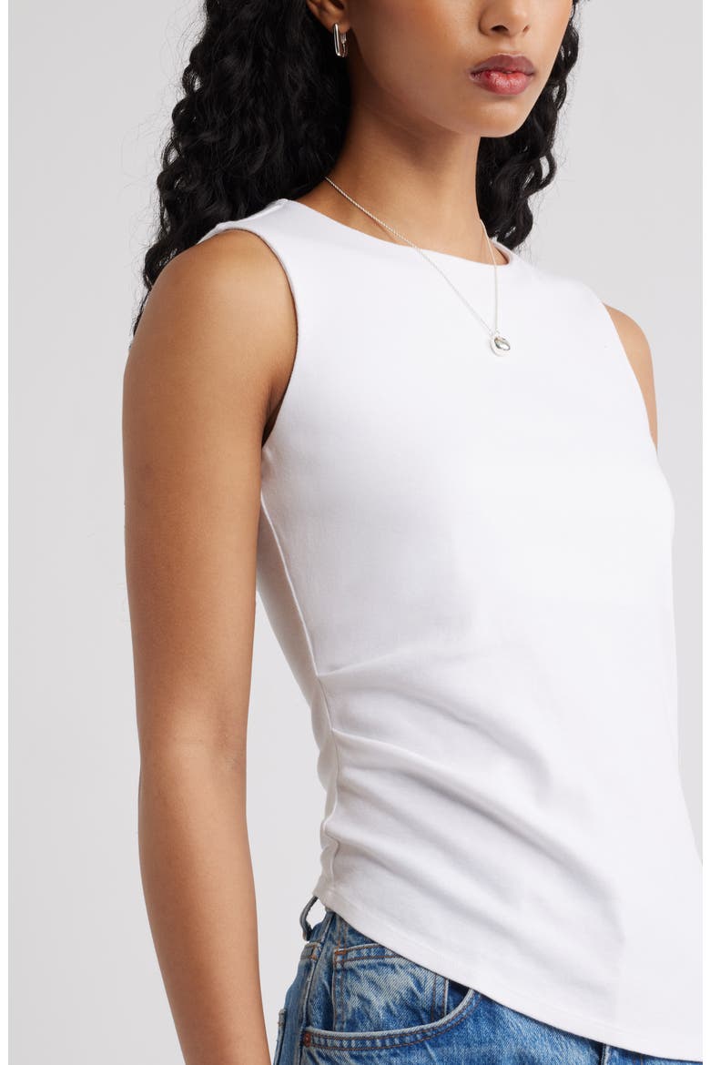 Asymmetric Rib Cotton Tank, Alternate, color, WHITE