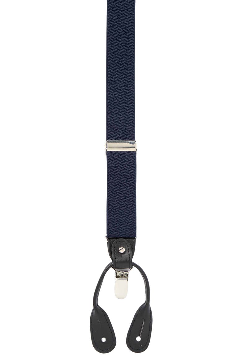 Basket Weave Knit Suspenders, Main, color, NAVY