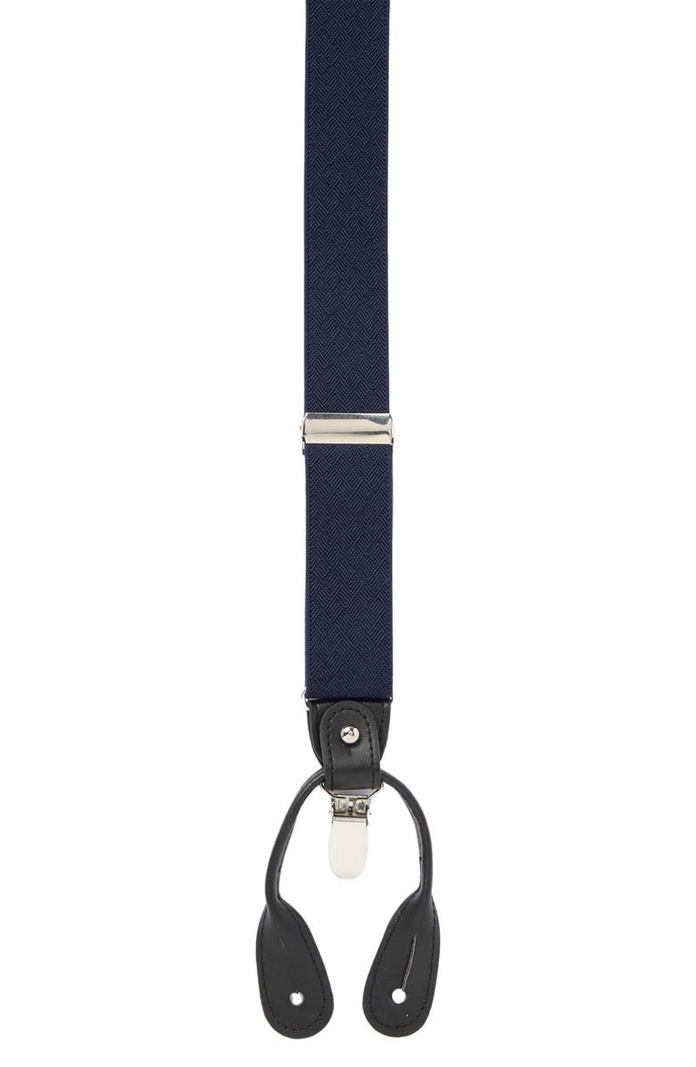 Ike Behar Basket Weave Knit Suspenders, Main, color, Navy