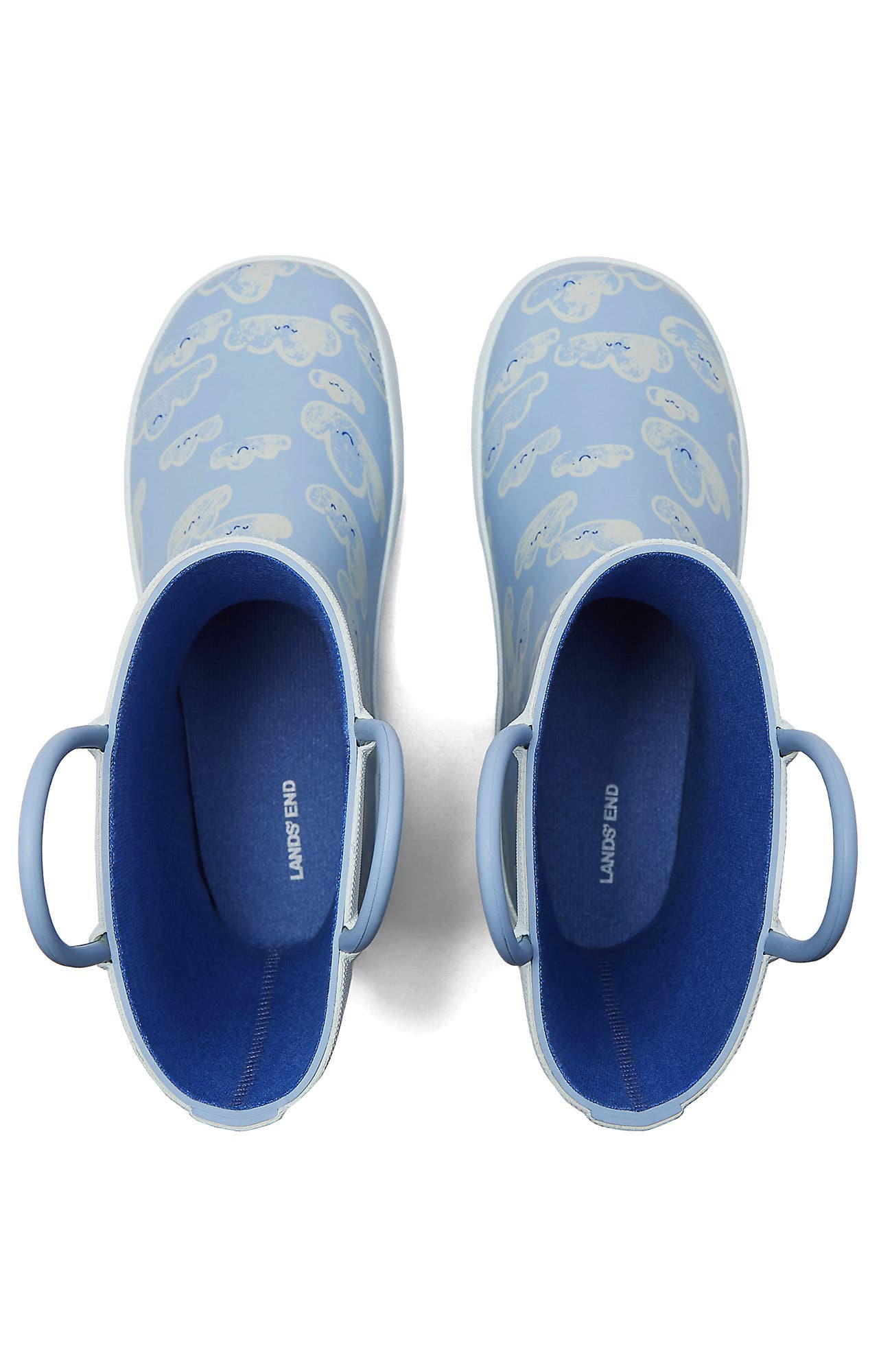Kids Pull On Splash Rubber Rain Boots, Alternate, color, Light Blue Clouds
