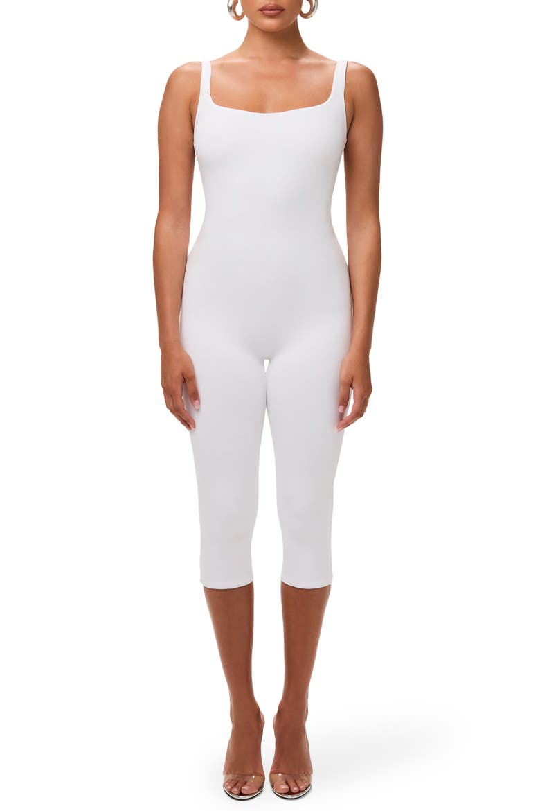 Stretch Jersey Capri Jumpsuit, Main, color, WHITE