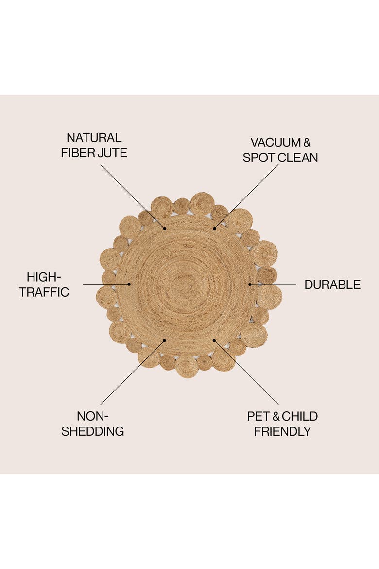 Eden Round Natural Jute hippie Circle Natural Round Area Rug, Alternate, color, Natural