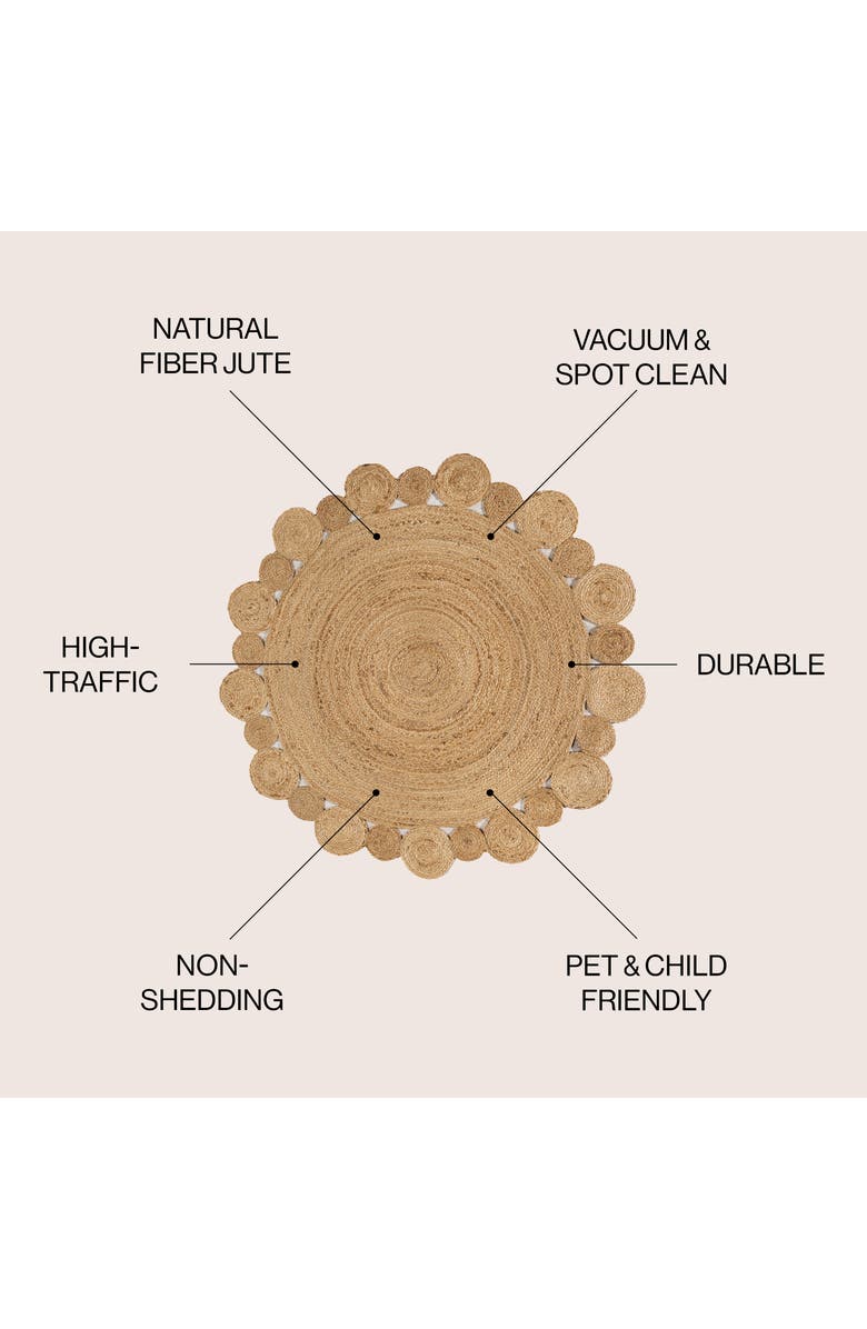 JONATHAN Y Eden Round Natural Jute hippie Circle Natural Round Area Rug, Alternate, color, Natural