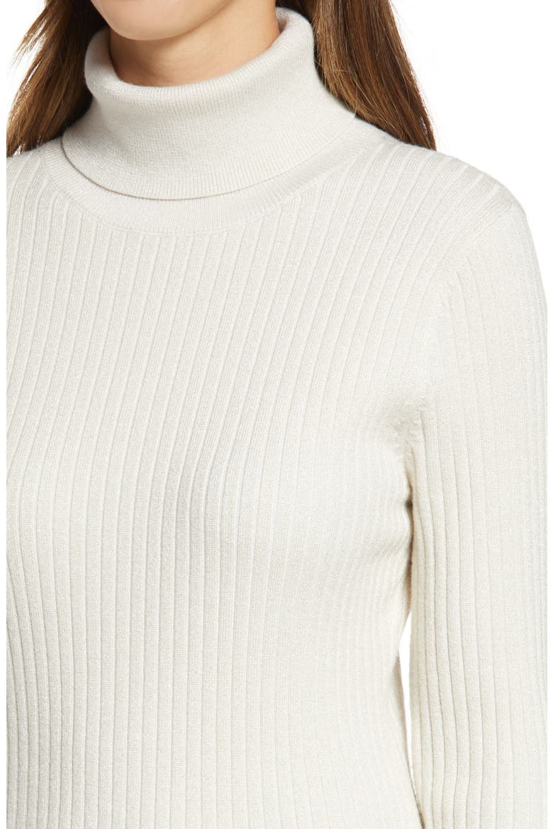 Long Sleeve Ribbed Turtleneck Sweater Dress, Alternate, color, IVORY