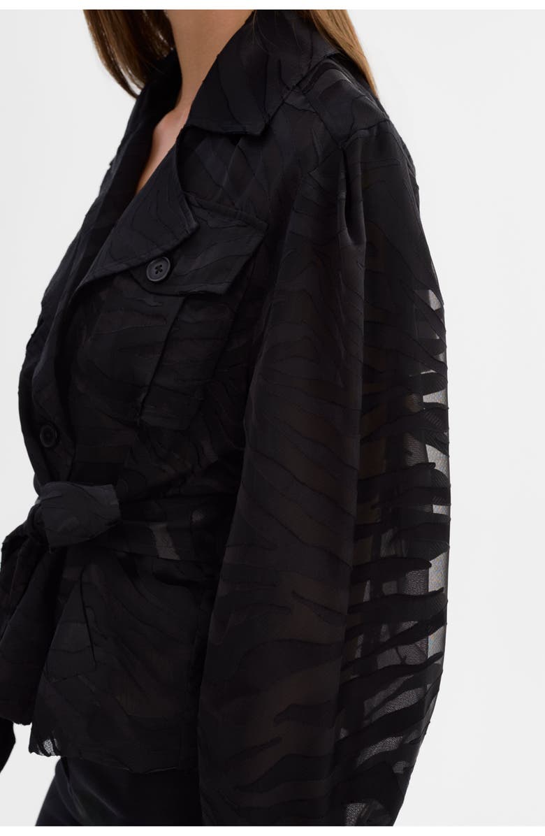 LAMARQUE Markeesa | Sheer Zebra Trench Jacket, Alternate, color, Bkzb
