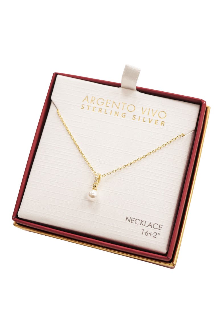 Faux Pearl Pendant Necklace, Alternate, color, GOLD