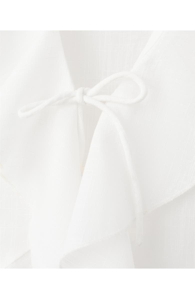MANGO TEEN Tie Front Ruffle Top, Alternate, color, Off White