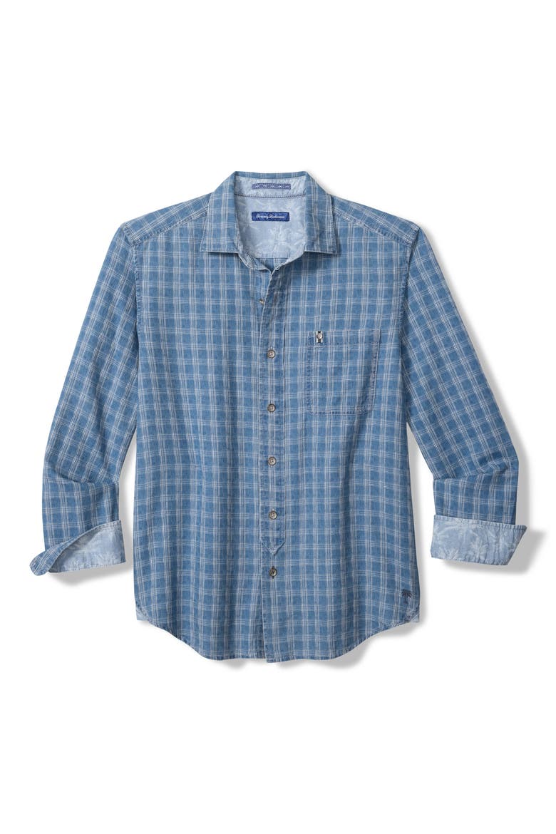 Lopez Island Check Cotton Dobby Button-Up Shirt, Main, color, LIGHT INDIGO